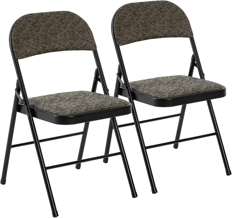 Simenmax 2-Pack Folding Chairs with Padded Seat & Back – Stackable, Indoor Outdoor Chairs for Wedding, Office, Party, Patio,Black Gray