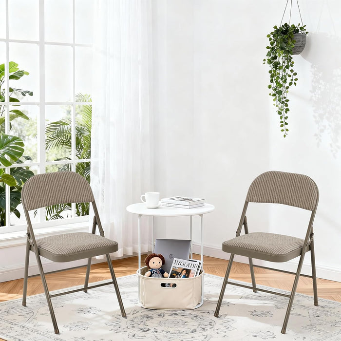 Simenmax 2-Pack Folding Chairs with Padded Seat & Back – Stackable, Indoor Outdoor Chairs for Wedding, Office, Party, Patio,Brown