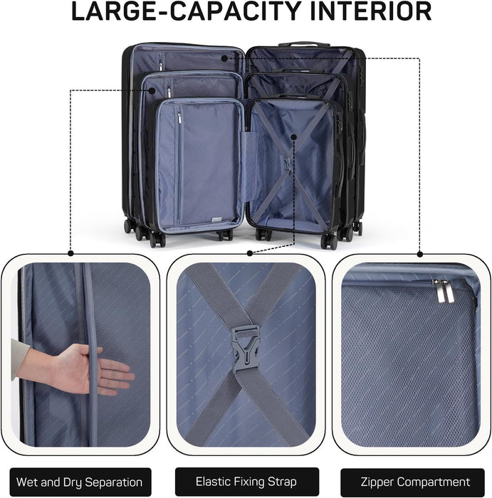 Bigleap Carry-On Luggage, 20 inch Hard Shell Rolling Suitcase for Travel Expandable Lightweight with Spinner Wheels TSA Lock
