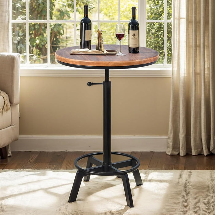 Simenmax Swivel Bar Table Adjustable 30"-35.4" Round Wood Tabletop, Rustic Industrial Kitchen Dining Living Party Office Coffee Bistro Breakfast Pub Table