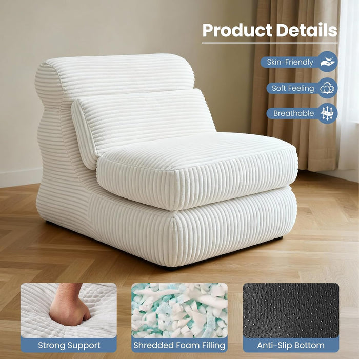 Simenmax 84" Convertible Sofa Bed, 3-in-1 Foldable Futon Sleeper with Back Support, Modern Floor Chair for Small Spaces, Office, Apartment, White