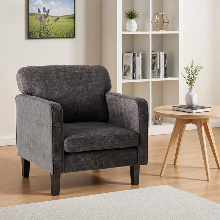 Simenmax Mid-Century Modern Accent Chair, Ergonomic Reading Chair Lounge Chair with Armrests for Living Room, Bedroom, Reception,Gray