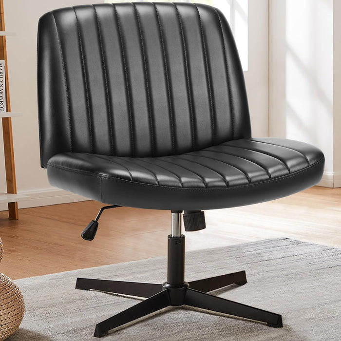 Simenmax Home Office Desk Chair, Mid-Century Inspired Adjustable Swivel Comfy Upholstered, Black