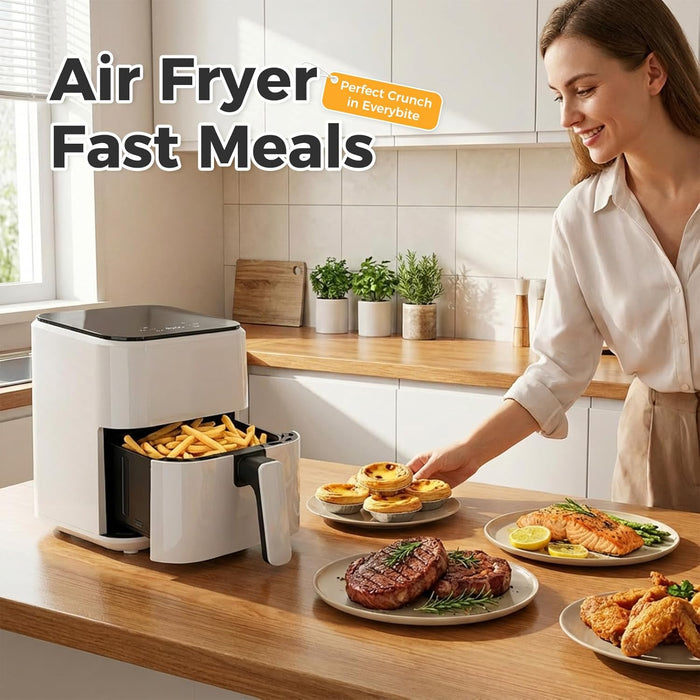 Simenmax 3QT Air Fryer – Compact Digital Personal Air Fryer with 400°F Max Temp, Overheat Protection & Auto Shut-Off, White
