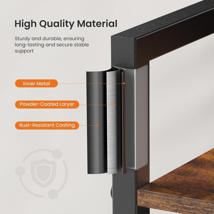 Simenmax 6-Tier Bookcase - Slim Freestanding Shelf with Steel Frame, Rustic Brown & Black for Living Room, Office, Bedroom