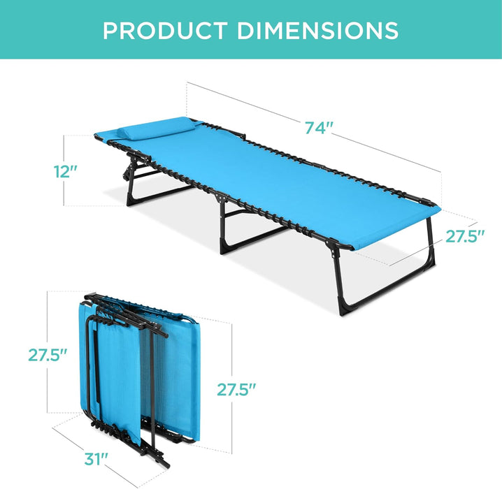Simenmax Outdoor Folding Lounge Chair - Portable Recliner with Adjustable Backrest, 300lb Capacity, Stackable Design for Patio, Lawn, Beach - Blue