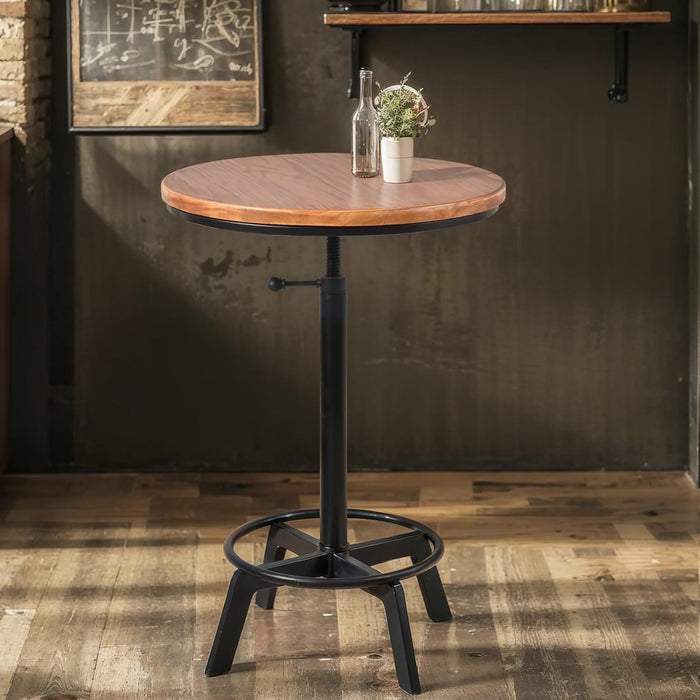 Simenmax Swivel Bar Table Adjustable 30"-35.4" Round Wood Tabletop, Rustic Industrial Kitchen Dining Living Party Office Coffee Bistro Breakfast Pub Table