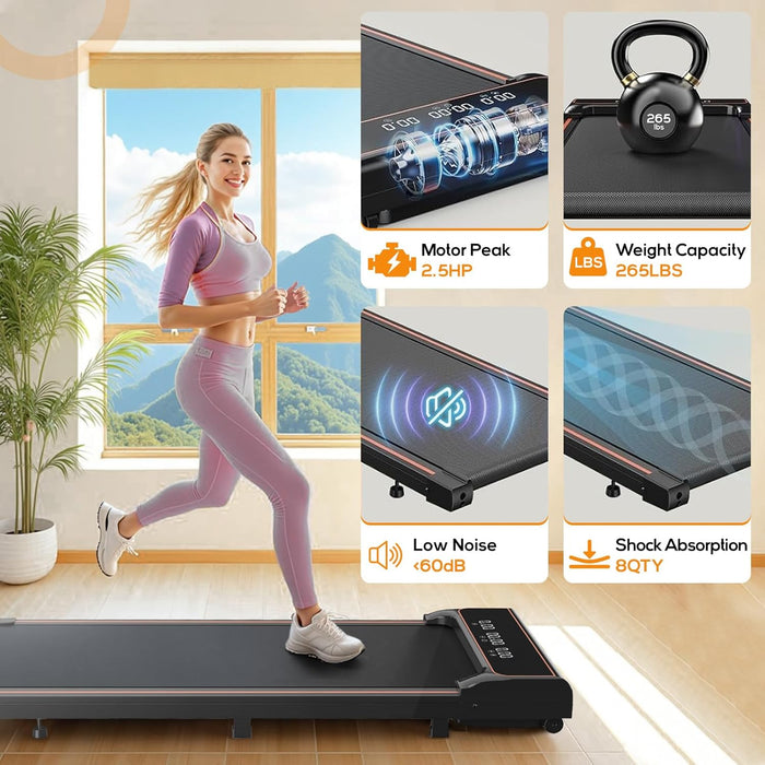 Simenmax Walking Pad Treadmill, Portable Under-Desk Treadmills for Home and Office, Compact with Adjustable Speed Settings, Quiet Operation, 265 lb Weight Capacity