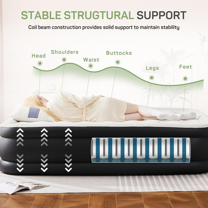 Bigleap Air Mattress Twin with Built in Pump, 18-Inch Raised Inflatable Blow up Camping Bed