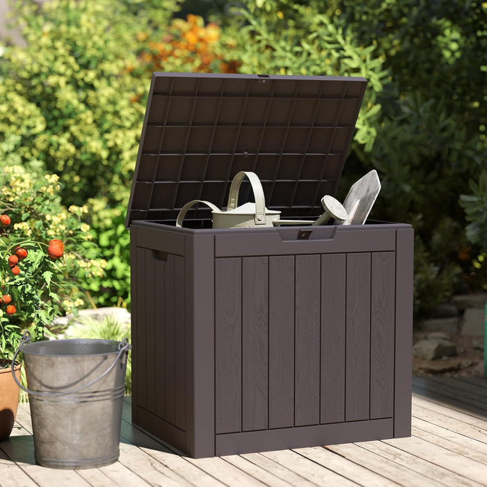 Simenmax 31-Gallon Outdoor Deck Box - Weatherproof Lockable Storage Container for Patio, Garden,Brown