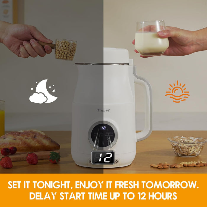 Bigleap 8-in-1 Nut Milk Maker, Electric Bean Milk Machine，40oz Blender with Delay Start, Auto-Clean, Keep Warm, White