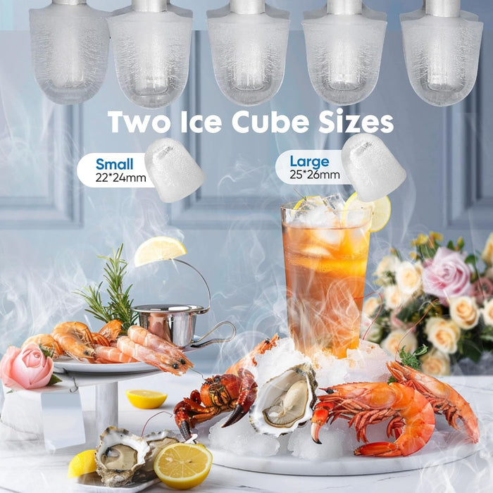 Bigleap Ice Maker, Portable Countertop Icemaker Machine, Self Cleaning Quiet 2 Sizes Bullet Cubes Makers, Basket for Home Kitchen Party,White
