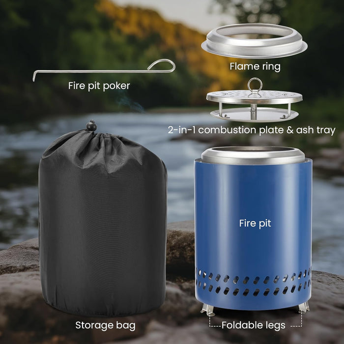 Tabletop Fire Pit, 7 inch Smokeless Fire Pits Outdoor Mini Firepit, Stainless Steel Portable Fireplaces Low Smoke