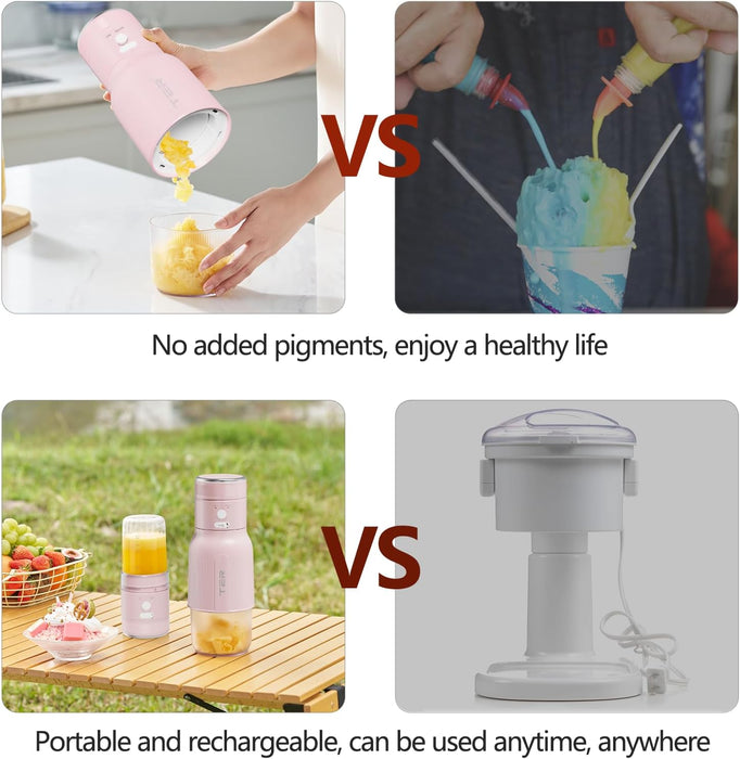 Bigleap Ice Shaver Machine Portable Blender 2 In 1, Shaved Ice Machine for Home, Snow Cone Machine Ice Shaver Machine, Portable Blender for Shakes and Smoothies, Green
