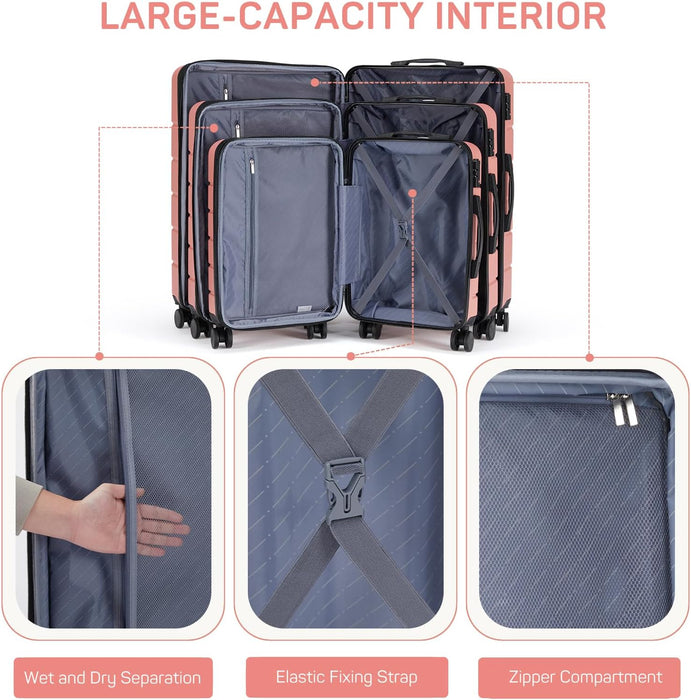 Bigleap 20 Inch Carry-On Luggage, Hard Shell Rolling Suitcase with TSA Lock, Lightweight Luggage with Spinner Wheels, Pink