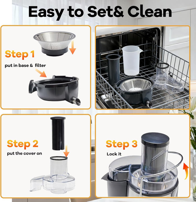 Simenmax 700W Centrifugal Juicer Machine, 3" Large Feed Chute for Whole Fruits & Vegetables, High-Speed 18,000 RPM Electric Juicer