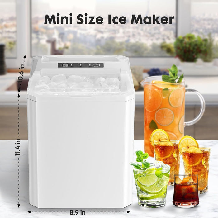 Countertop Ice Maker Machine, 9 Bullet Ice Cubes/6Min, 26 lbs/24H, Self-Cleaning Portable Ice Maker Machine, 2 Sizes Bullet Cubes Makers