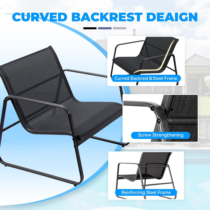 Simenmax 4-Piece Patio Furniture Set, Outdoor Bistro Conversation Set with Tempered Glass Coffee Table for Garden, Poolside, Balcony, Black