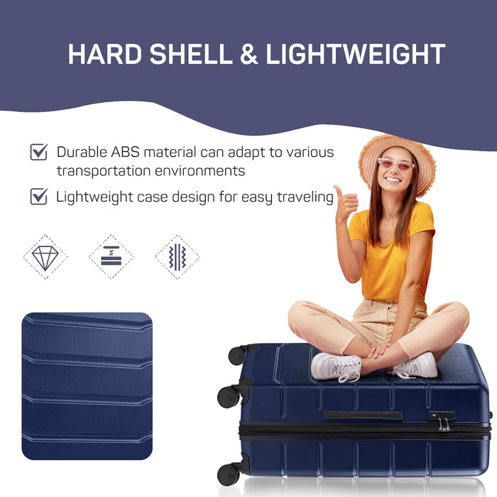 Bigleap 20 Inch Carry-On Luggage, Hard Shell Rolling Suitcase with TSA Lock, Lightweight Luggage with Spinner Wheels, Blue