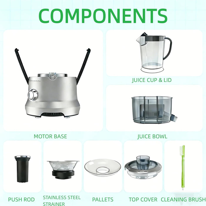 Simenmax 500W Centrifugal Juicer Machine, 3-Speed Electric Juicer Quick Juicing for Whole Fruits & Vegetables, Easy-Clean, Silver