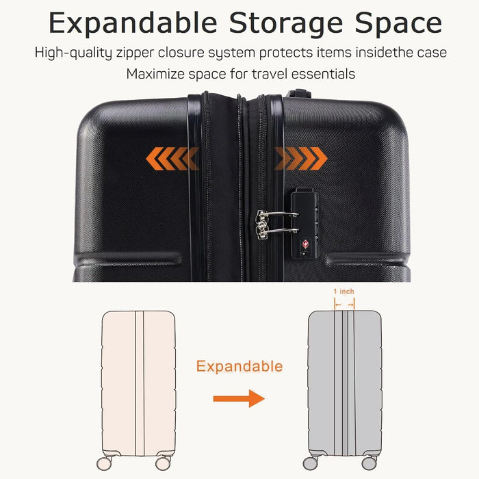 Bigleap 20 Inch Carry-On Luggage, Hard Shell Rolling Suitcase with TSA Lock, Lightweight Luggage with Spinner Wheels, Black