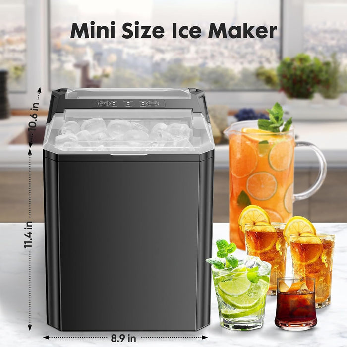 Bigleap Ice Maker, Portable Countertop Icemaker Machine, Self Cleaning Quiet 2 Sizes Bullet Cubes Makers, Basket for Home Kitchen Party,Black