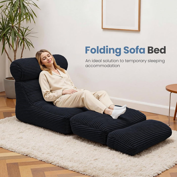 Simenmax 84" Convertible Sofa Bed, 3-in-1 Foldable Futon Sleeper with Back Support, Modern Floor Chair for Small Spaces, Office, Apartment, Black
