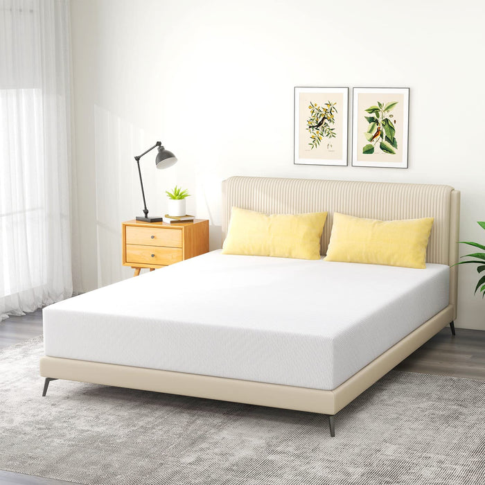Twin Mattress, 6 Inch Memory Foam Mattress With Bamboo Leaf Pattern Cover, Medium Firm Gel Mattress, CertiPUR-US Certified, Made in USA, Cool and Breathable