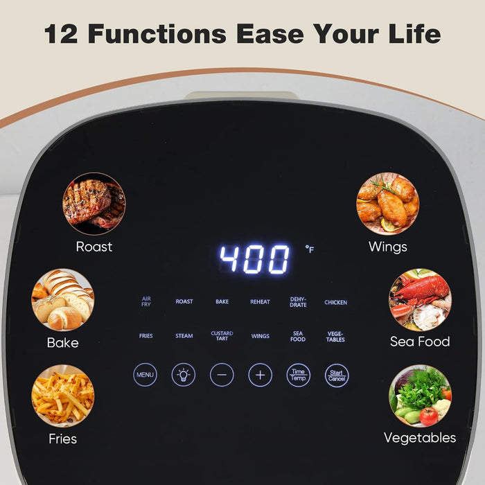 Simenmax Air Fryer, 6-Quart with Viewing Window, 12-in-1 Functions - Air Fry, Roast, Reheat, Dehydrate, Bake, Steam, and More, 400°F Max Temperature, Pink