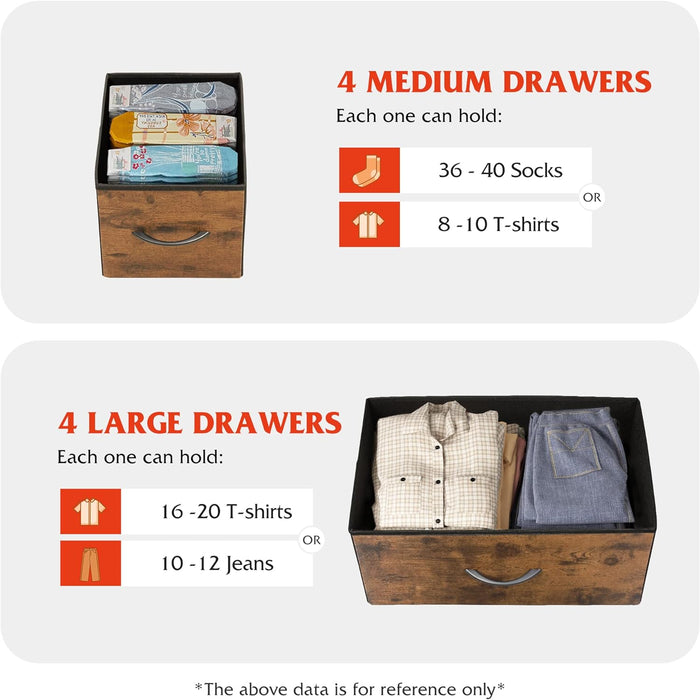 Bigleap 8-Drawer Wide Dresser for Bedroom, Large Fabric Storage Tower for Living Room, Closet & Entryway Organization,Brown