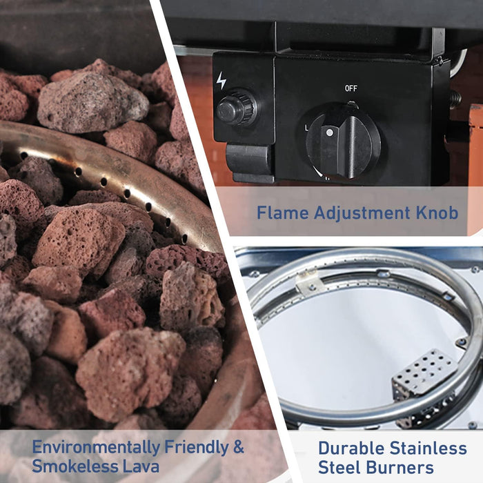 WOod-it Propane Fire Pit Table, 30 Inch 50,000 BTU Square Outdoor Gas Firepit with Porcelain Tile Tabletop, Lid, Lava Rocks for Garden, Patio, Deck