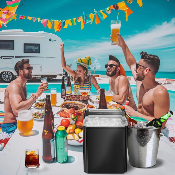 Bigleap Ice Maker, Portable Countertop Icemaker Machine, Self Cleaning Quiet 2 Sizes Bullet Cubes Makers, Basket for Home Kitchen Party,Black