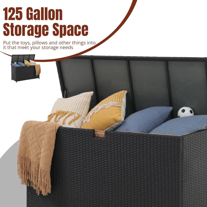Outdoor Storage Box 125 Gallon Large Deck Boxes Waterproof Wicker Patio Bin for Toy Pool Garden Cushion