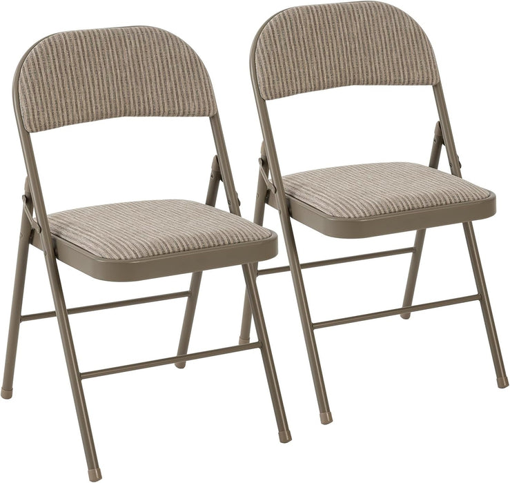 Simenmax 2-Pack Folding Chairs with Padded Seat & Back – Stackable, Indoor Outdoor Chairs for Wedding, Office, Party, Patio,Brown