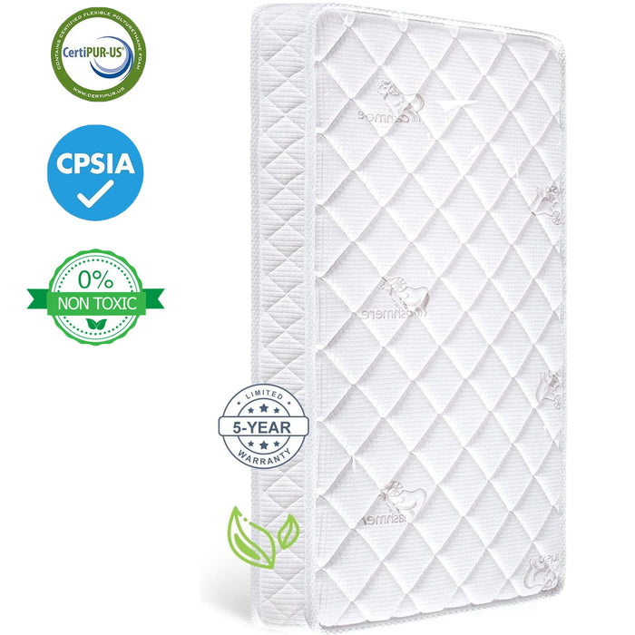 Yangming 52"x 28" Pack and Play Mattress Pad, Crib and Toddler Mattress Portable Mattress Firmness，White