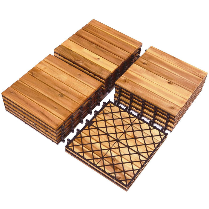 Simenmax 10PCS Interlocking Deck Tiles Plastic Waterproof Outdoor Flooring 12" x 12" for Patio Garden Deck Poolside Indoor Outdoor, Gray