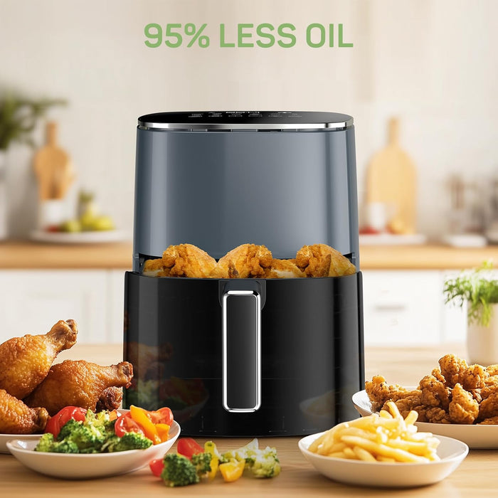 Simenmax Air Fryer, 6-Quart with Viewing Window, 12-in-1 Functions - Air Fry, Roast, Reheat, Dehydrate, Bake, Steam, and More, 400°F Max Temperature, Gray