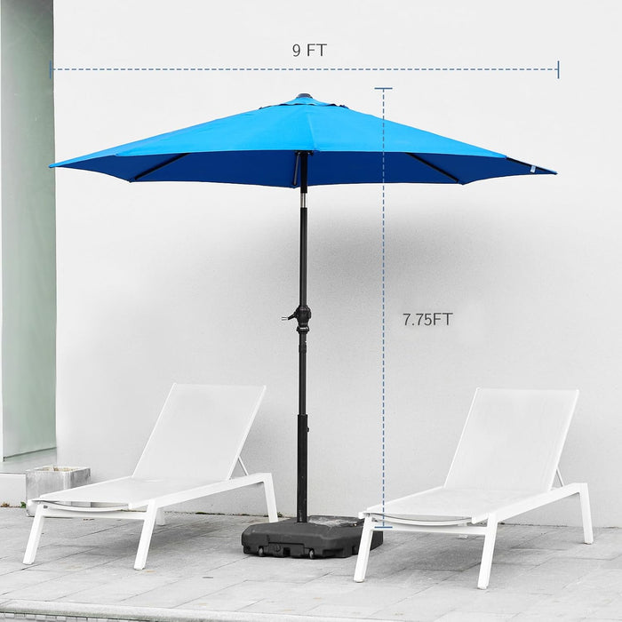 Patio Umbrella, 9 FT Outdoor Umbrellas Waterproof for Pool Table Deck Porch Yard Garden, Market Umbrella with 8 Sturdy Ribs, Push Button Tilt and Crank