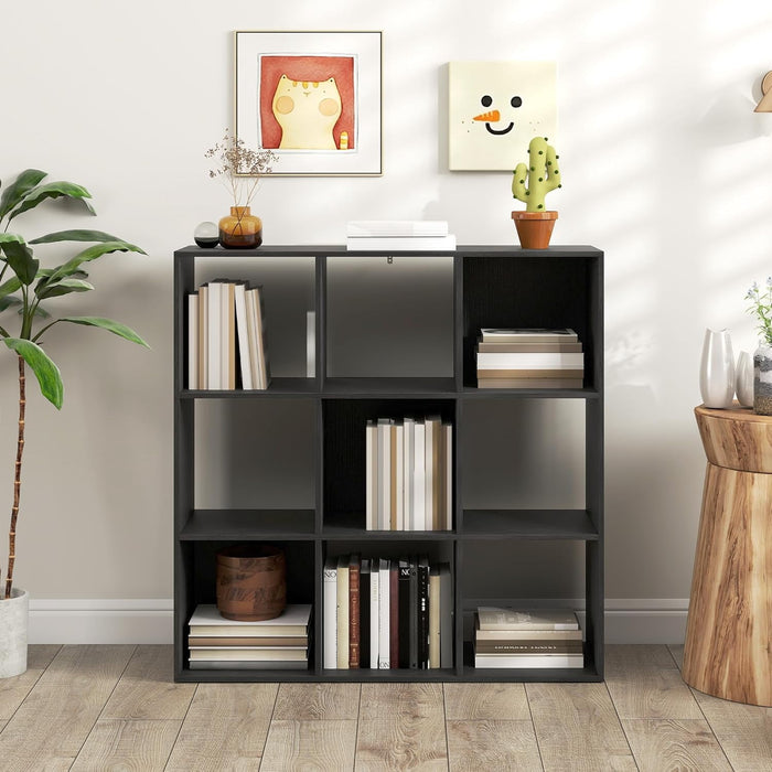 Betcozy Cube Bookshelf Black, 9 Cube Storage Organizer Bookcase, Display Bookcase, TV Stand, for Living Room, Home Office, Bedroom
