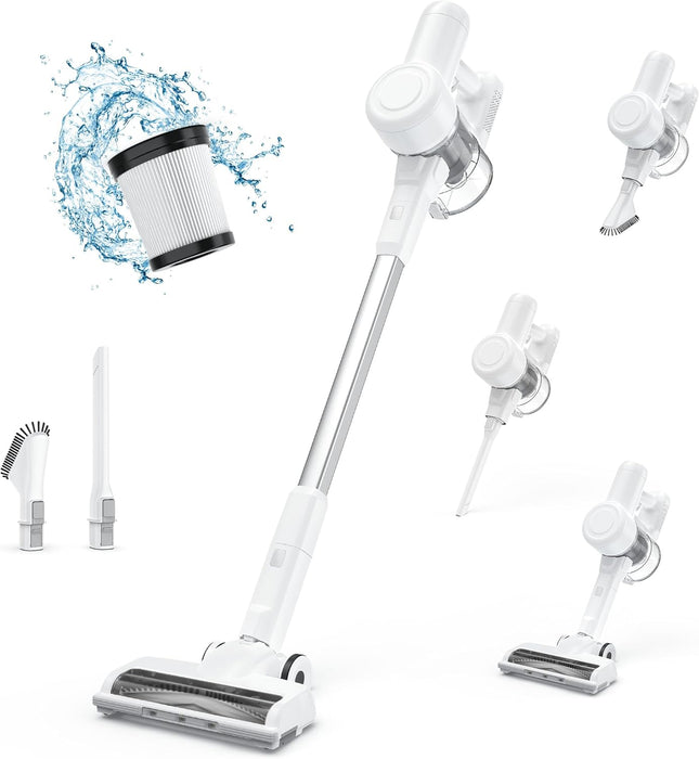 Simenmax Cordless Stick Vacuum Cleaners for Home Rechargeable Lightweight for Hard Floor and Pet Hair Removal, Handheld Carpet Sweeper, White