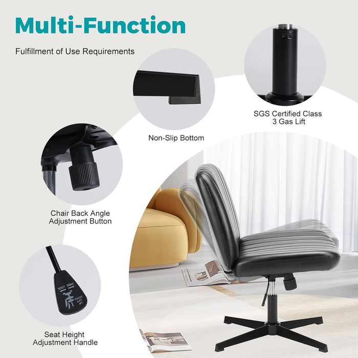 Simenmax Home Office Desk Chair, Mid-Century Inspired Adjustable Swivel Comfy Upholstered, Black