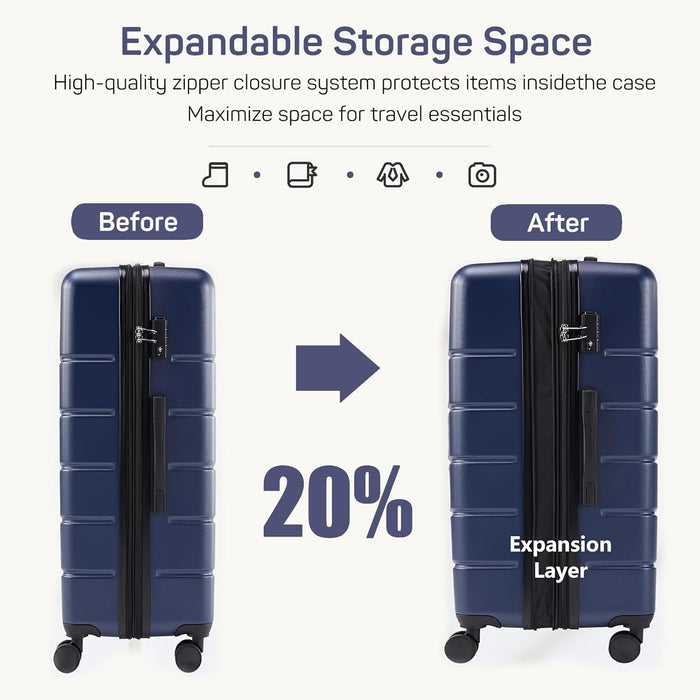 Bigleap 20 Inch Carry-On Luggage, Hard Shell Rolling Suitcase with TSA Lock, Lightweight Luggage with Spinner Wheels, Black