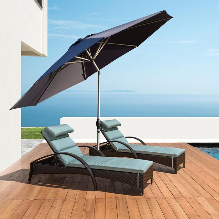 Bigleap 9FT Patio Umbrella, Market Umbrella with 8 Sturdy Ribs, Outdoor Table Umbrella for Garden, Lawn, Backyard, Pool, Dark Blue