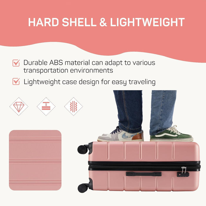Bigleap 20 Inch Carry-On Luggage, Hard Shell Rolling Suitcase with TSA Lock, Lightweight Luggage with Spinner Wheels, Pink