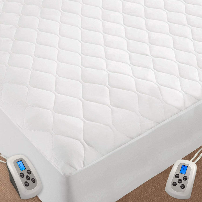 Simenmax Heated Mattress Pad Twin Size, Extra Wide Dual Zone Electric Bed Warming Pad with 10 Heat Setting & 12-Hour Auto Shut-Off, Machine Washable