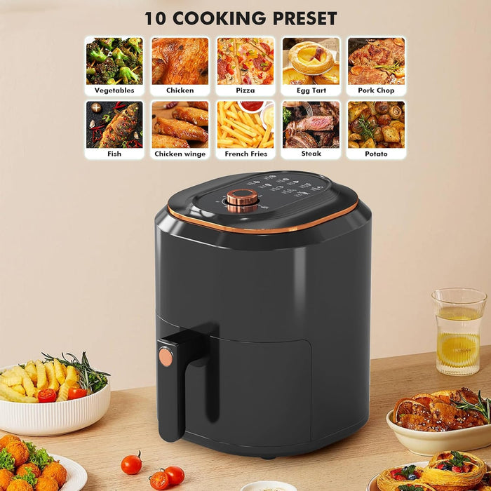 Sybels Air Fryer with Viewing Window, 6-Quart 12-in-1 Multi-Function Appliance for Air Frying, Roasting, Baking & Dehydrating, Beige