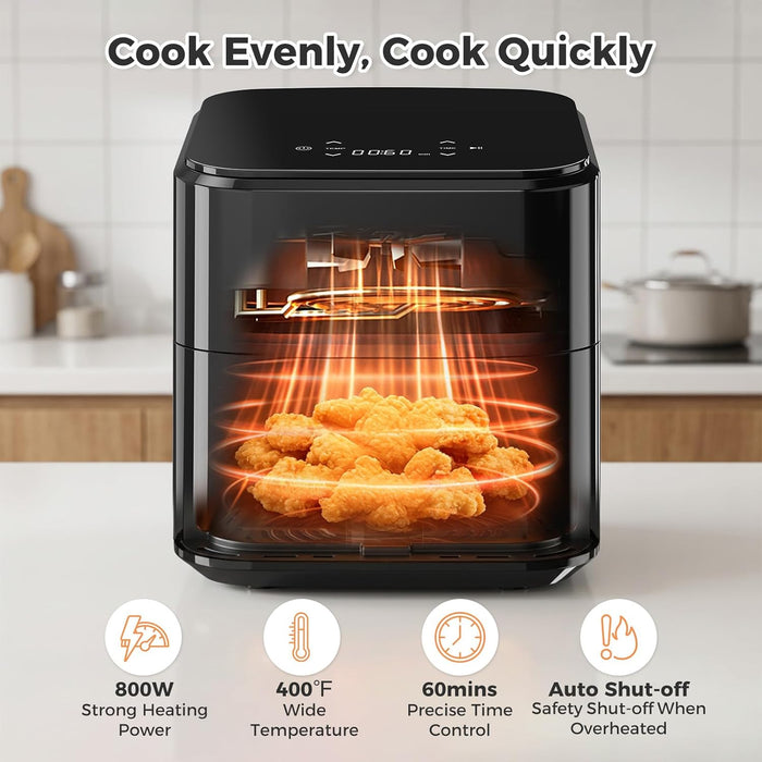 Simenmax 3QT Air Fryer – Compact Digital Personal Air Fryer with 400°F Max Temp, Overheat Protection & Auto Shut-Off, Black