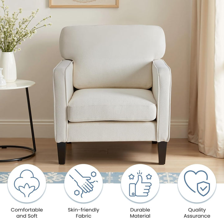 Simenmax Mid-Century Modern Accent Chair, Ergonomic Reading Chair Lounge Chair with Armrests for Living Room, Bedroom, Reception,Beige