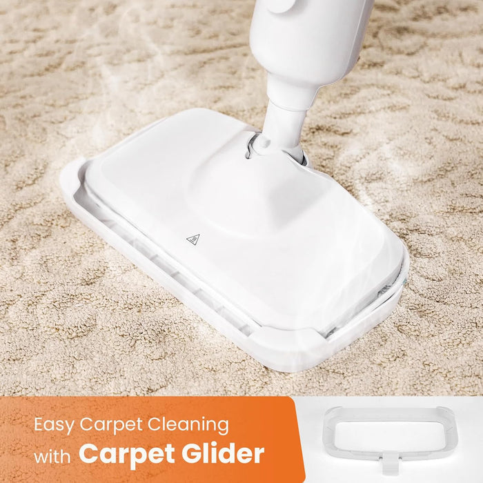 Simenmax Steam Mop with 2 Washable Pads, Lightweight Steam Mop for Hardwood, Tile & Laminate Floors，White&Gray
