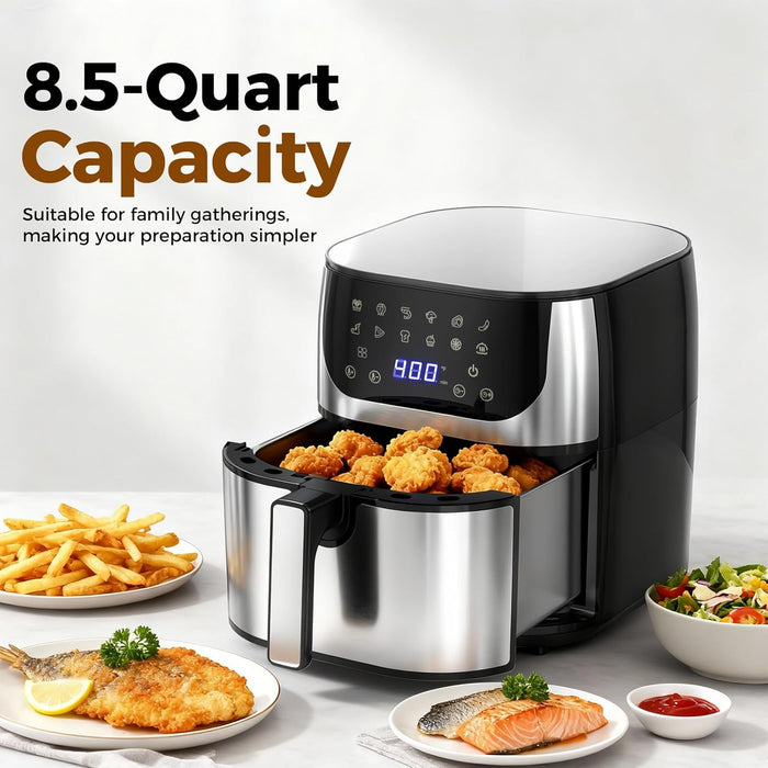 Simenmax 8.5Qt Air Fryer, 12-In-1 Large Air Fryer for Family, 400°F Rapid Air Crispy Technology, Roast Bake Dehydrate Reheat, 1800W